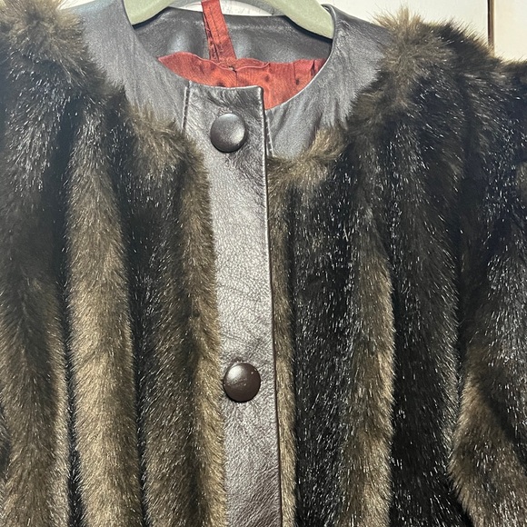 Faux Mink Fur And Real leather Coat - Picture 8 of 14